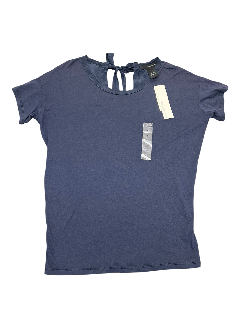 Calvin Klein Jeans Dark Blue Tie Back Dolman Tee Size Medium NWT - Picture 2 of 9